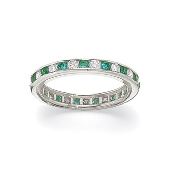 Betteridge Platinum 0.53cttw Brilliant Cut Diamond and Emerald Eternity Band Size 6