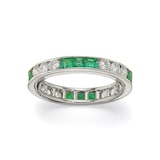 Betteridge Platinum 0.72cttw Diamond and Princess Cut Emerald Eternity Band Size 6.5