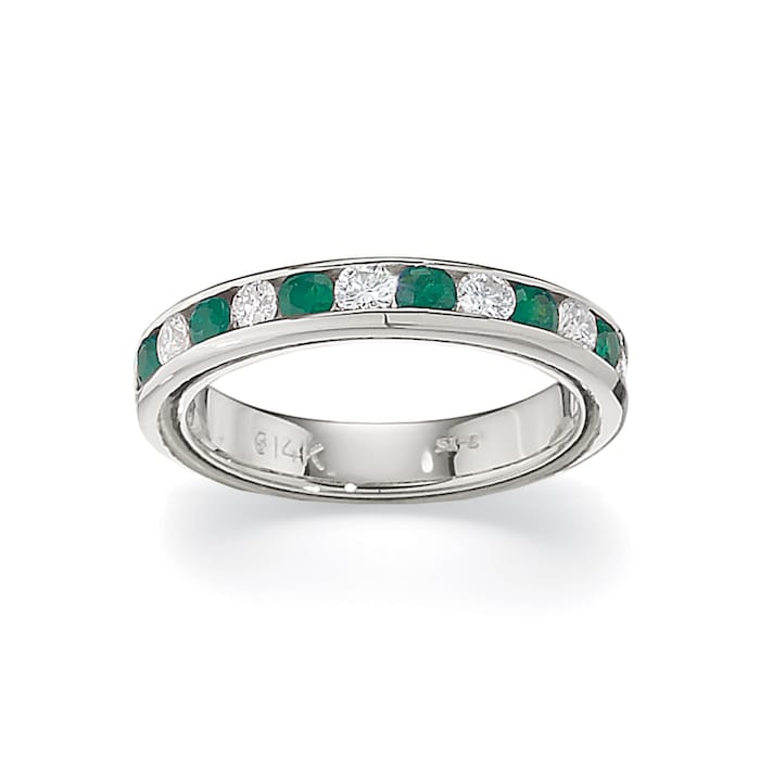 Betteridge Platinum 0.72cttw Brilliant Cut Diamond and Emerald Eternity Band Size 6