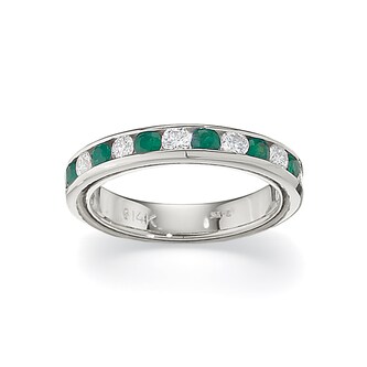 Betteridge Platinum 0.72cttw Brilliant Cut Diamond and Emerald Eternity Band Size 6
