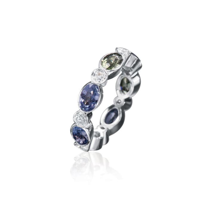 Betteridge 18k White Gold 0.68cttw Diamond and Sapphire Marbella Stackable Ring