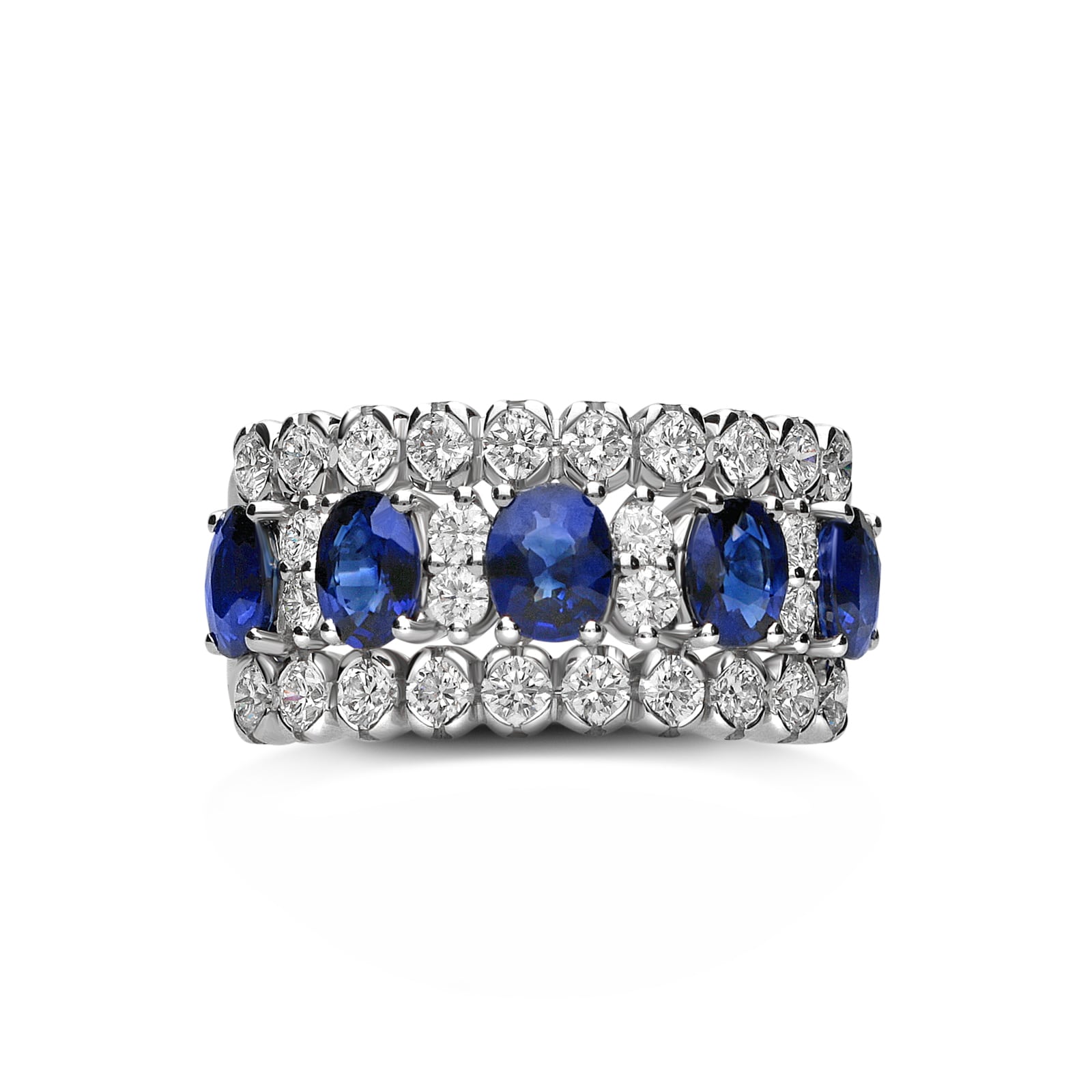 Betteridge 18k White Gold 1.14cttw Diamond and 2.28cttw Sapphire Band