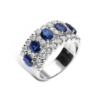 Betteridge 18k White Gold 1.14cttw Diamond and 2.28cttw Sapphire Band