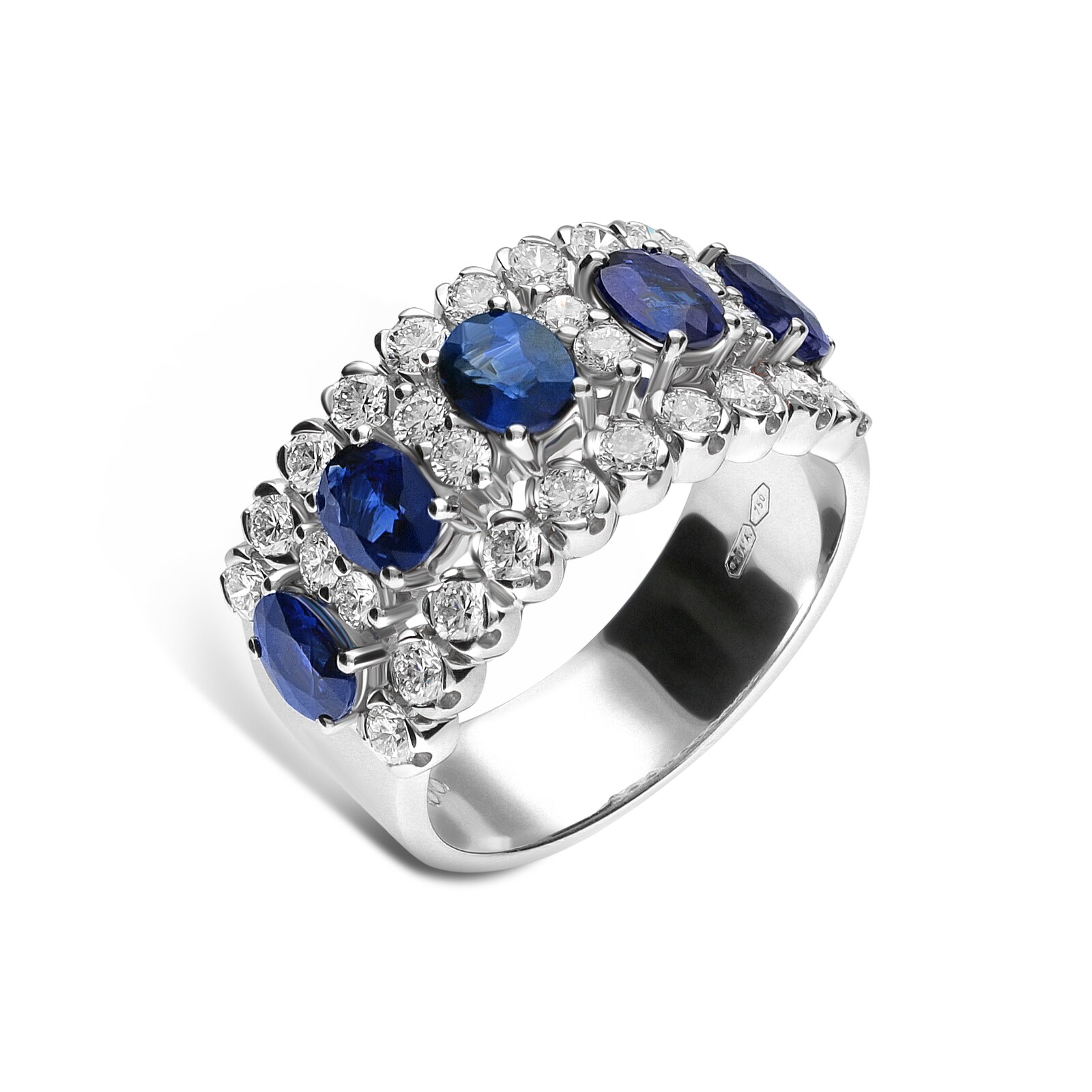 Betteridge 18k White Gold 1.14cttw Diamond and 2.28cttw Sapphire Band