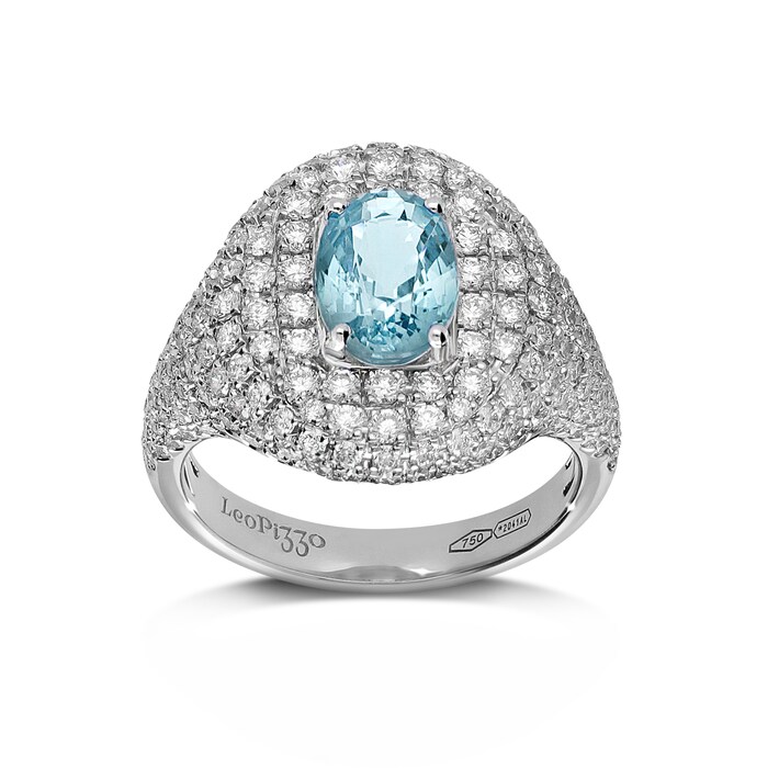 Betteridge 18k White Gold 1.00cttw Aquamarine and 1.32cttw Diamond Ring