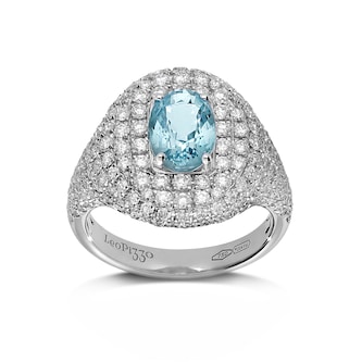 Betteridge 18k White Gold 1.00cttw Aquamarine and 1.32cttw Diamond Ring