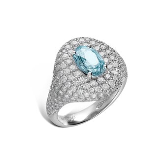 Betteridge 18k White Gold 1.00cttw Aquamarine and 1.32cttw Diamond Ring