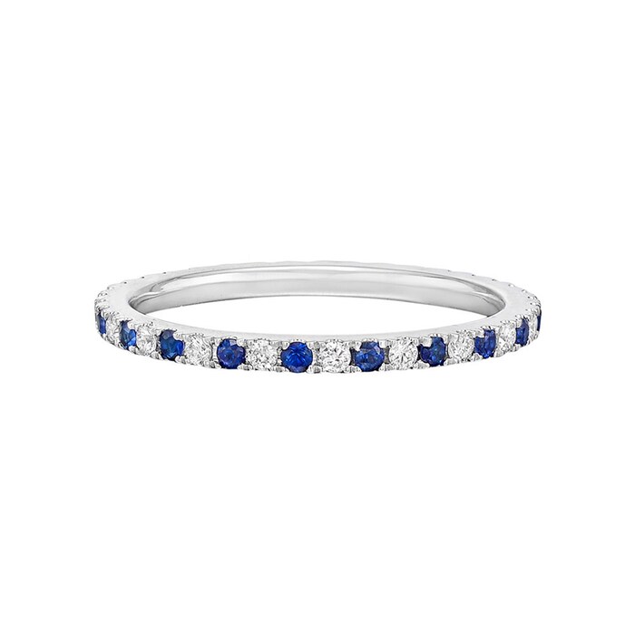 Betteridge 18k White Gold 0.27cttw Sapphire and 0.21cttw Diamond Eternity Band