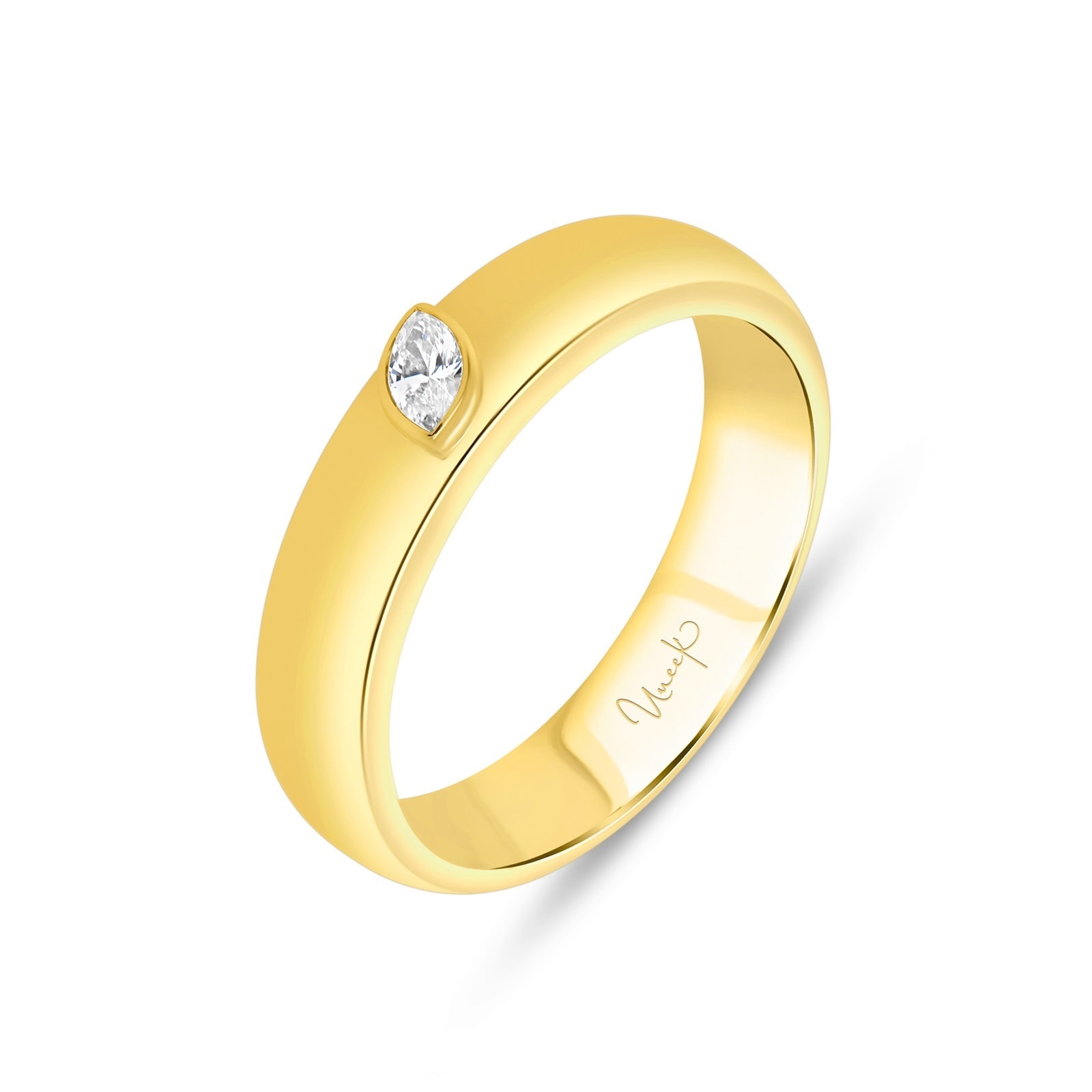 Mayors 18K Yellow Gold 0.10cttw Marquise Cut Diamond 4.4mm Ring - Size 6.5