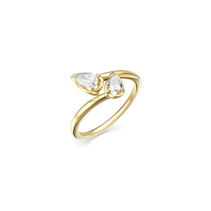 WOS 18K Yellow Gold Pear Shaped Diamond Ring - Size 7