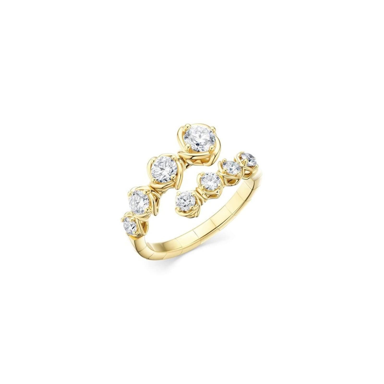 WOS 18K Yellow Gold Round Brilliant Cut Diamond Ring -Size 7