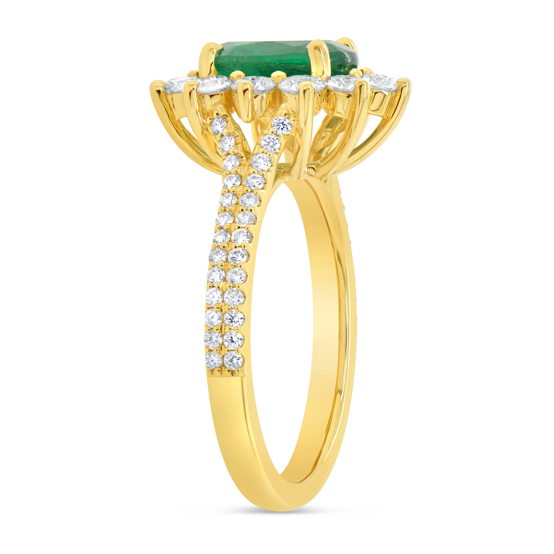 WOS 18K Yellow Gold Diamond & Emerald Ring WOS 18K Yellow Gold Diamond & Emerald Ring