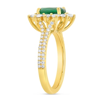 WOS 18K Yellow Gold Diamond & Emerald Ring