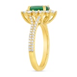 WOS 18K Yellow Gold Diamond & Emerald Ring