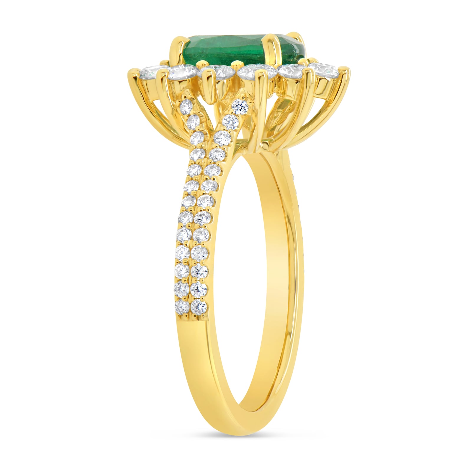 WOS 18K Yellow Gold Diamond & Emerald Ring