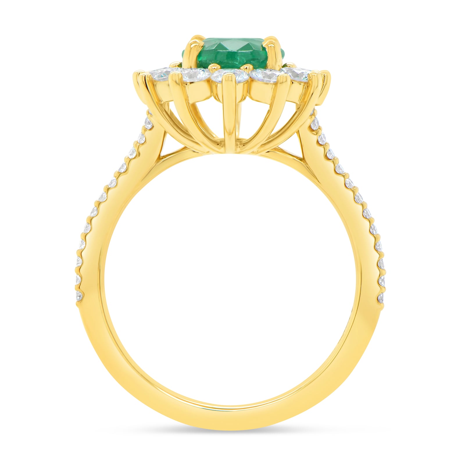 WOS 18K Yellow Gold Diamond & Emerald Ring