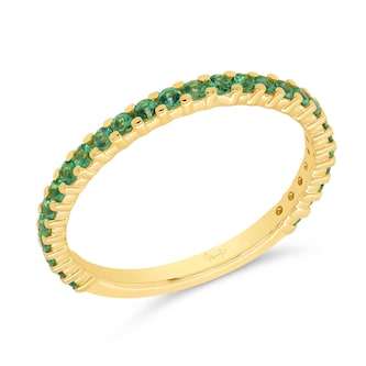 WOS 18K Yellow Gold Emerald Half Eternity Ring - Size 6