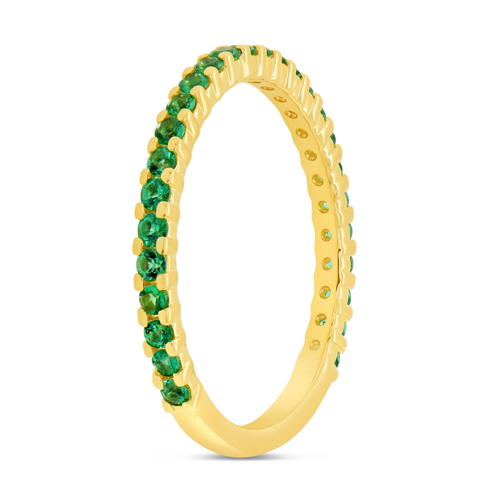 WOS 18K Yellow Gold Emerald Half Eternity Ring - Size 6