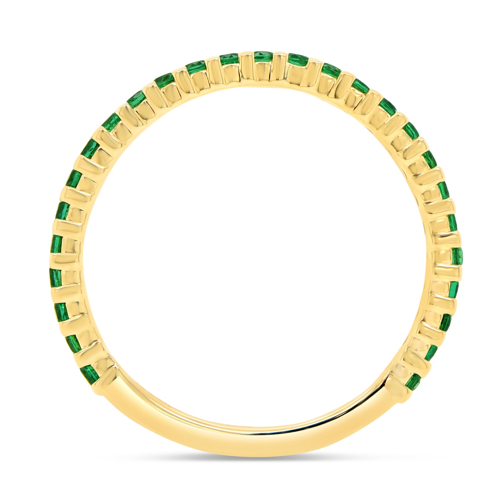 WOS 18K Yellow Gold Emerald Half Eternity Ring - Size 6