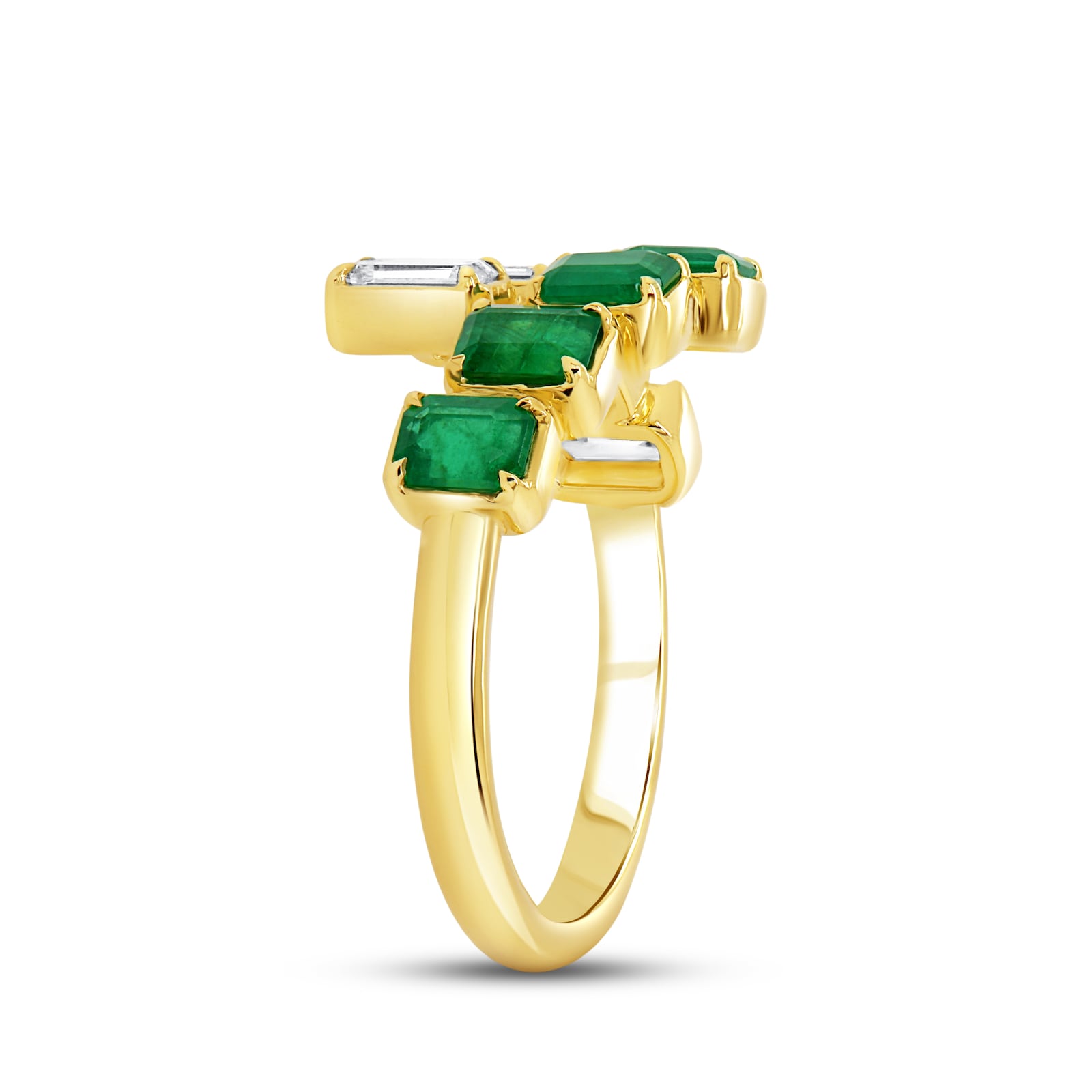 WOS 18K Yellow Gold Emerald & Diamond Ring