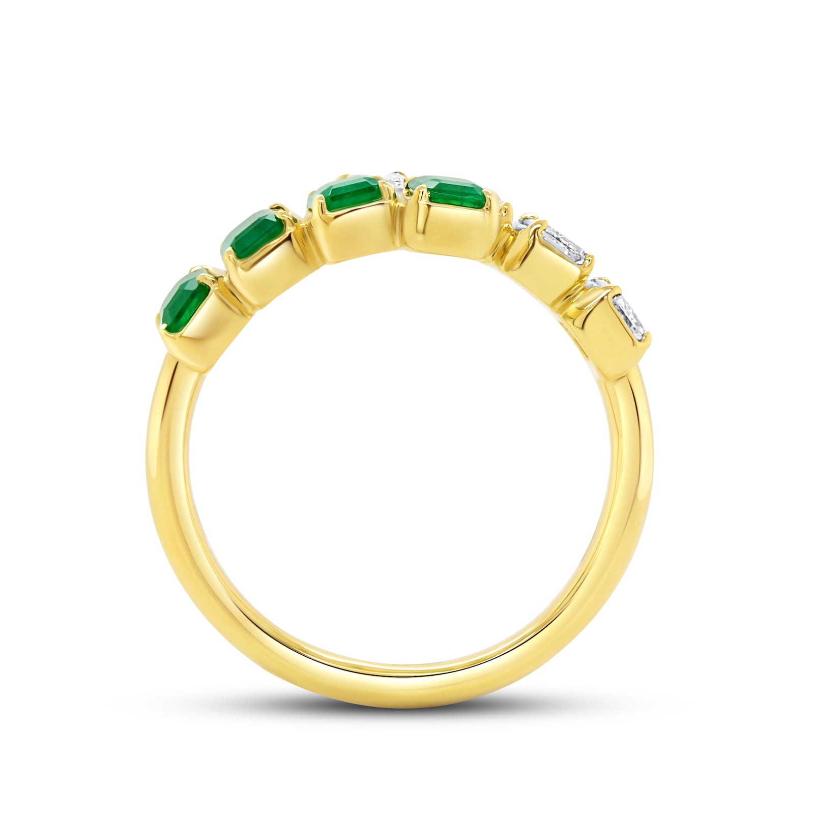 WOS 18K Yellow Gold Emerald & Diamond Ring