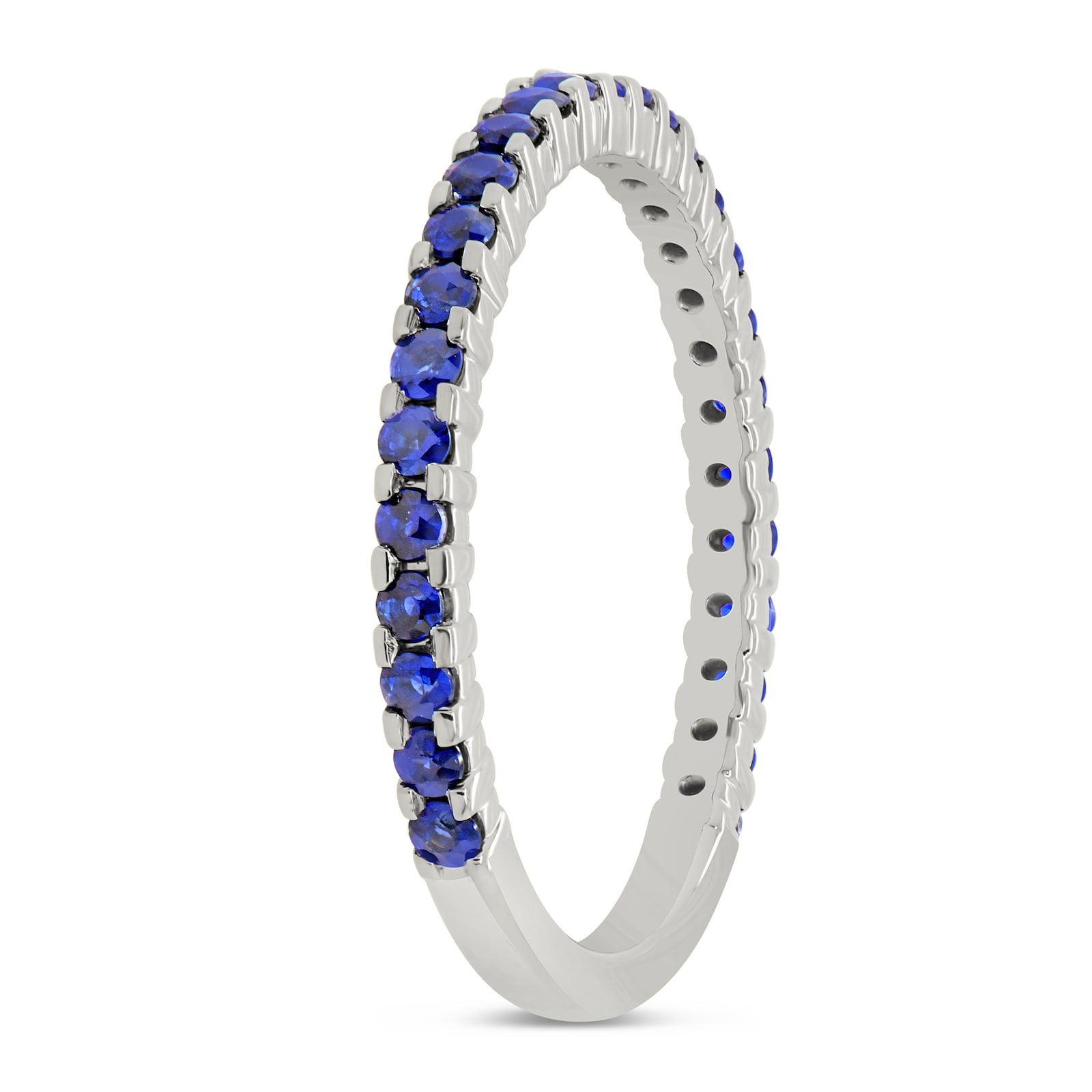 WOS 18K White Gold Blue Sapphire Half Eternity Ring - Size 6