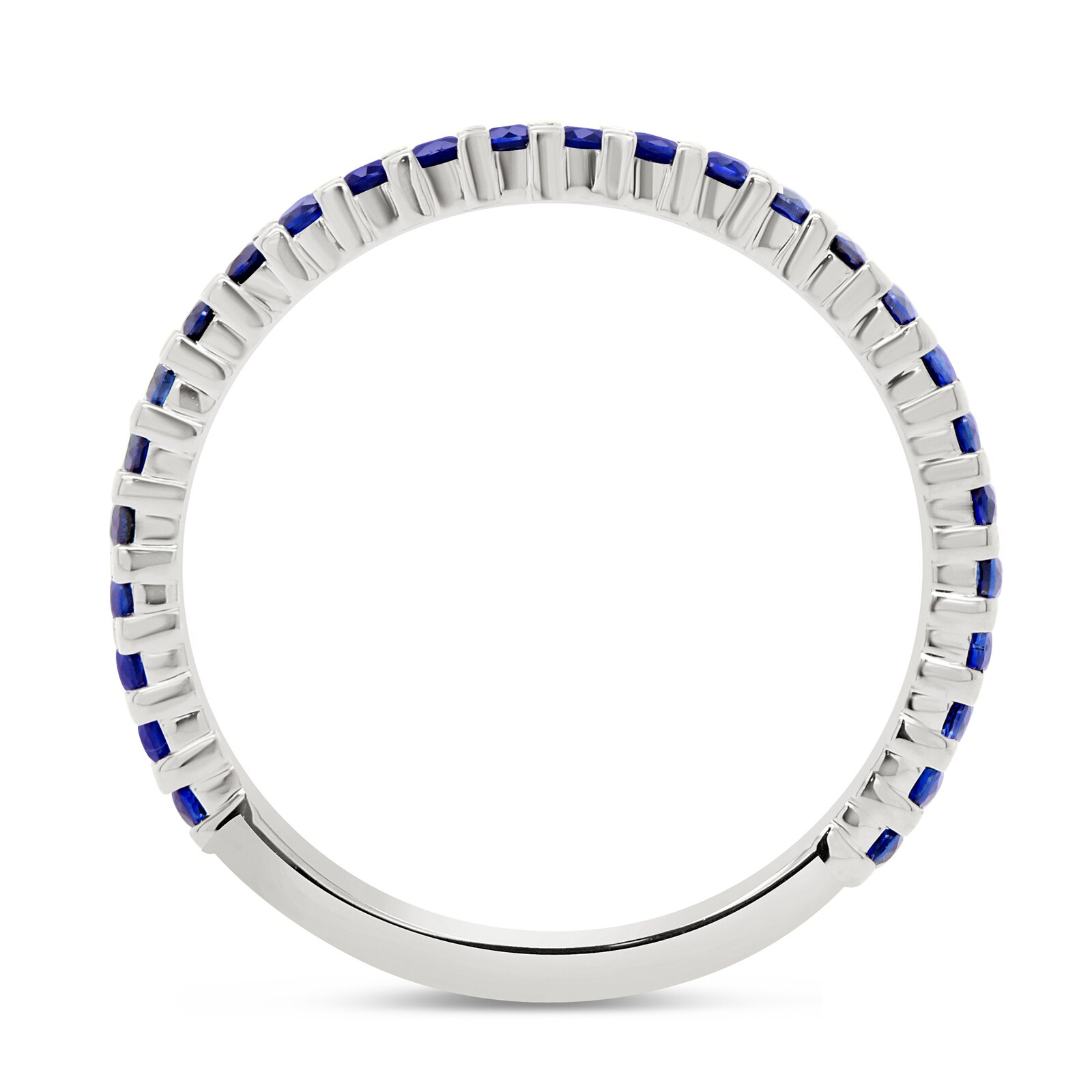 WOS 18K White Gold Blue Sapphire Half Eternity Ring - Size 6