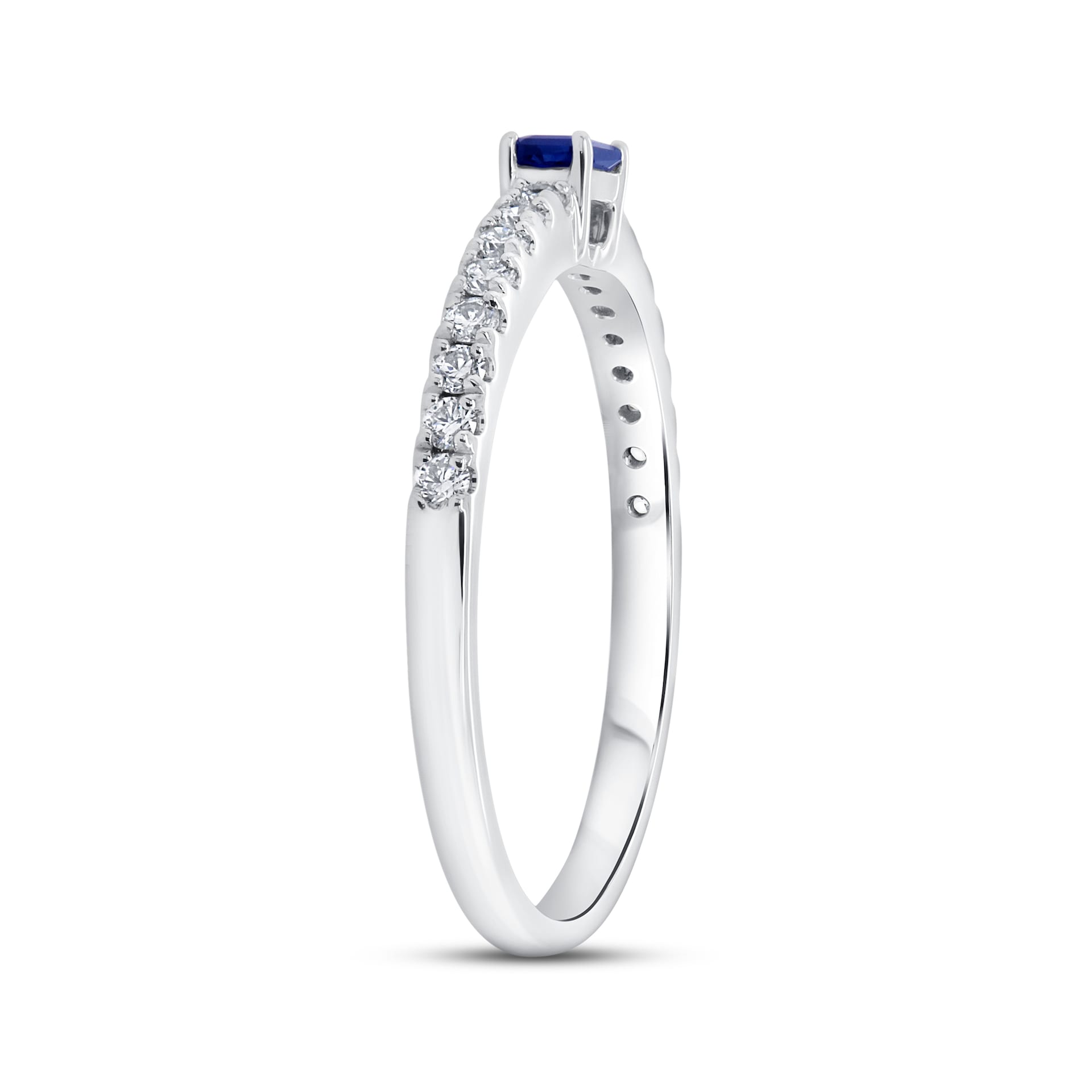 WOS 18K White Gold Blue Sapphire & Diamond Half Eternity Ring WOS 18K White Gold Blue Sapphire & Diamond Half Eternity Ring