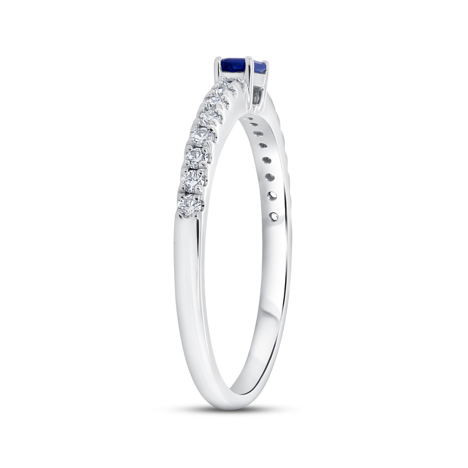WOS 18K White Gold Blue Sapphire & Diamond Half Eternity Ring