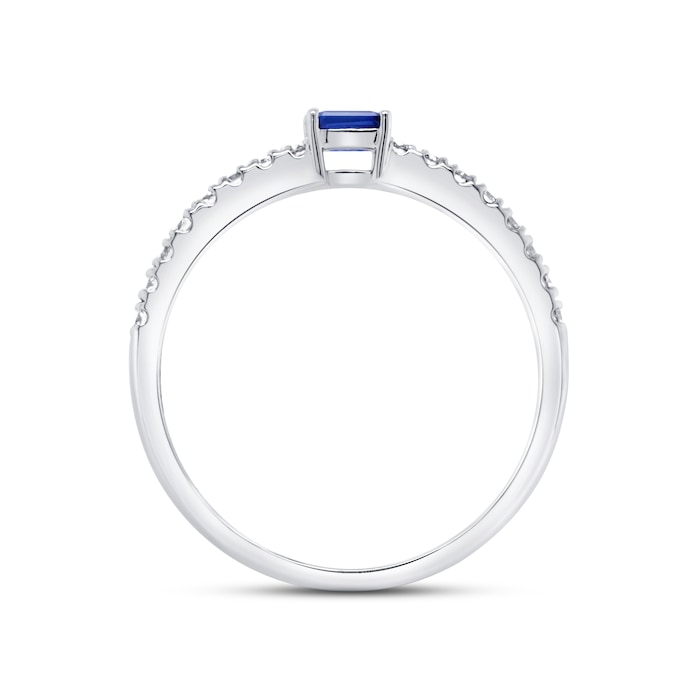 WOS 18K White Gold Blue Sapphire & Diamond Half Eternity Ring