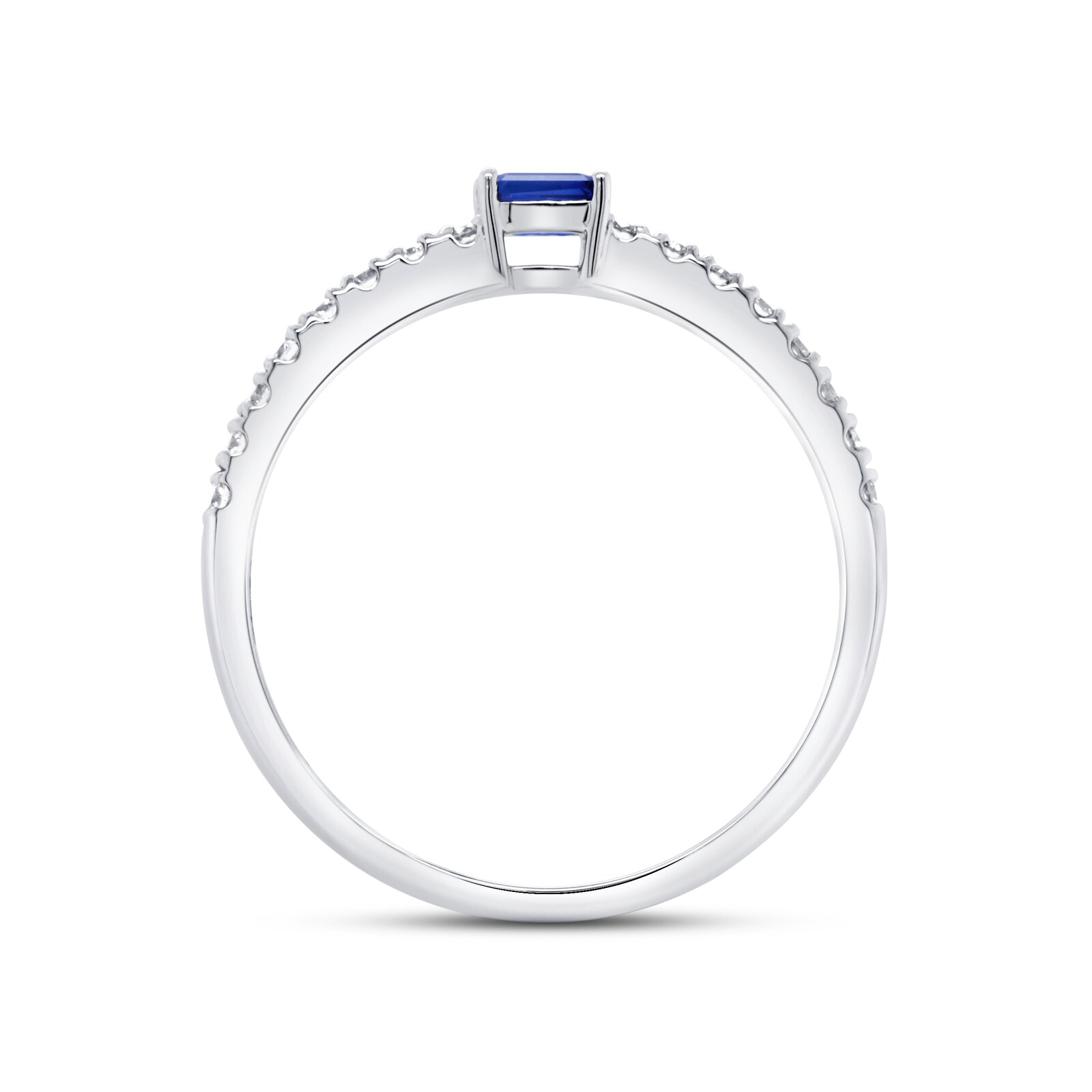 WOS 18K White Gold Blue Sapphire & Diamond Half Eternity Ring