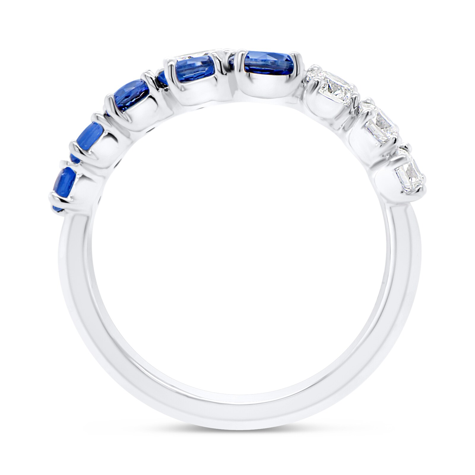 WOS 18K White Gold Blue Sapphire & Diamond Ring