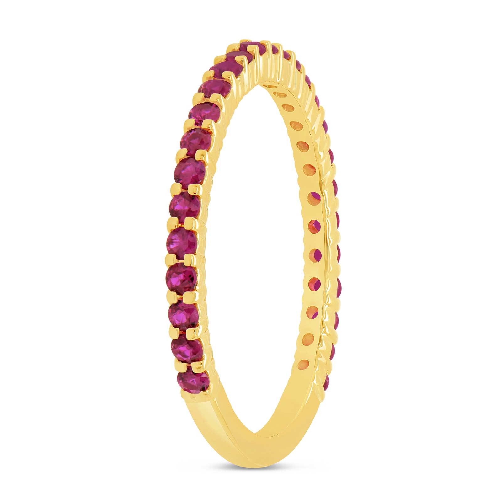 WOS 18K Yellow Gold Ruby Half Eternity Ring - Size 6