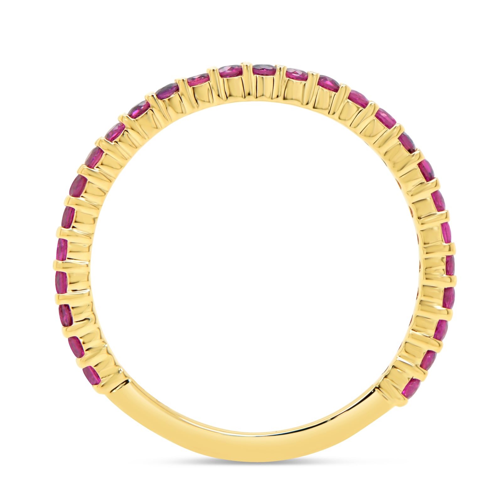 WOS 18K Yellow Gold Ruby Half Eternity Ring - Size 6