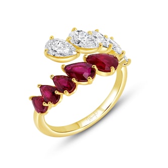 WOS 18K Yellow Gold Ruby & Diamond Ring