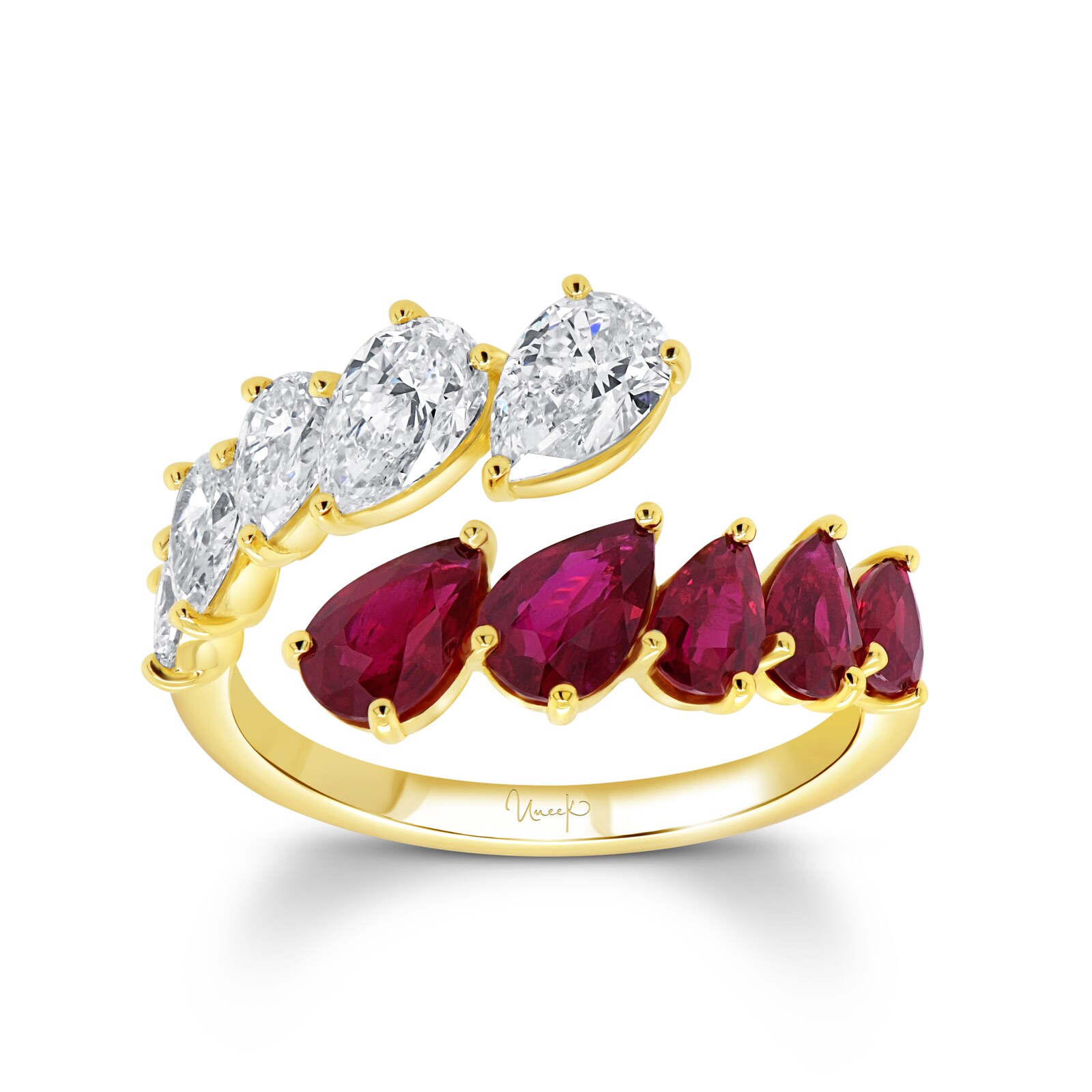 WOS 18K Yellow Gold Ruby & Diamond Ring