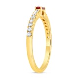 WOS 18K Yellow Gold Ruby & Diamond Half Eternity Ring