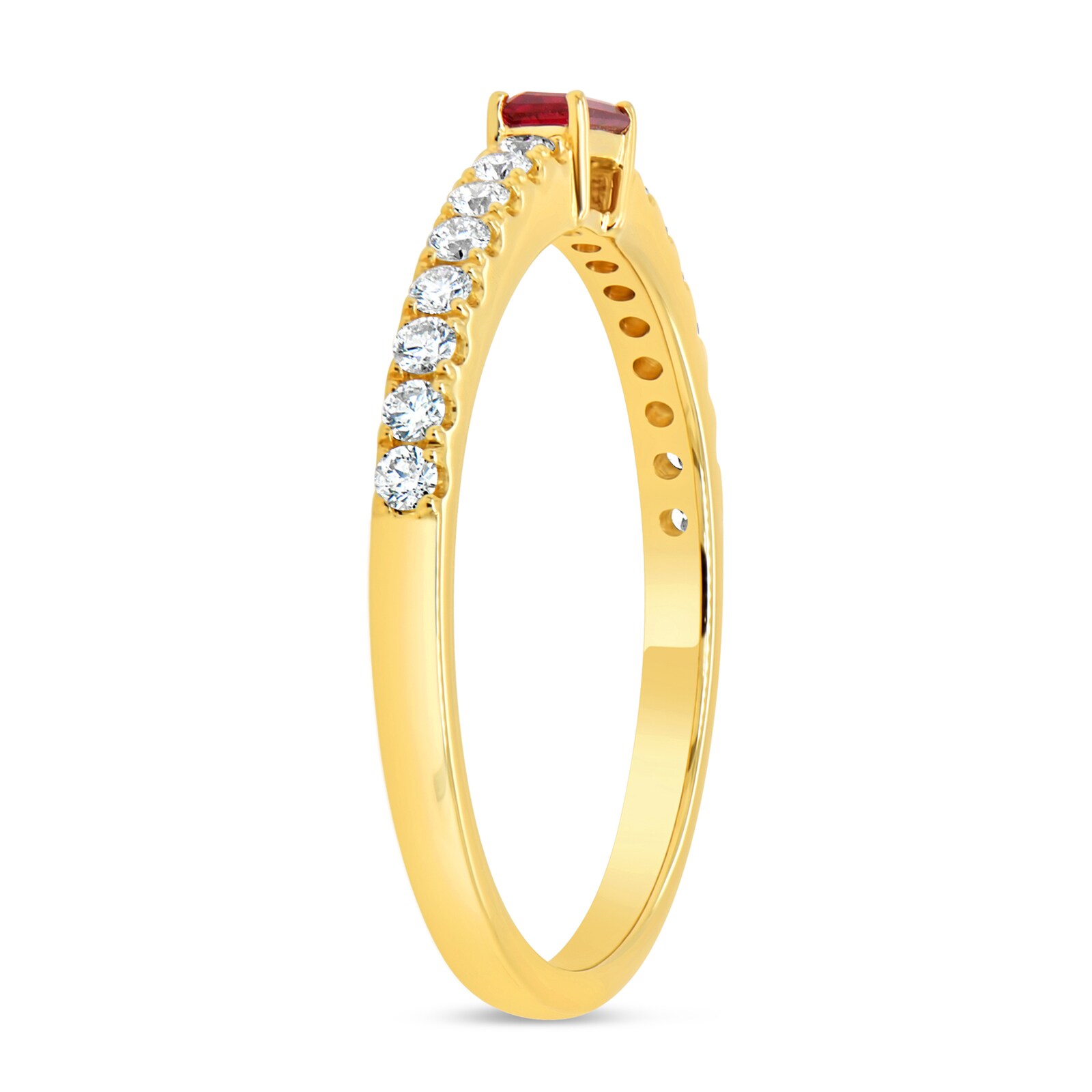 WOS 18K Yellow Gold Ruby & Diamond Half Eternity Ring