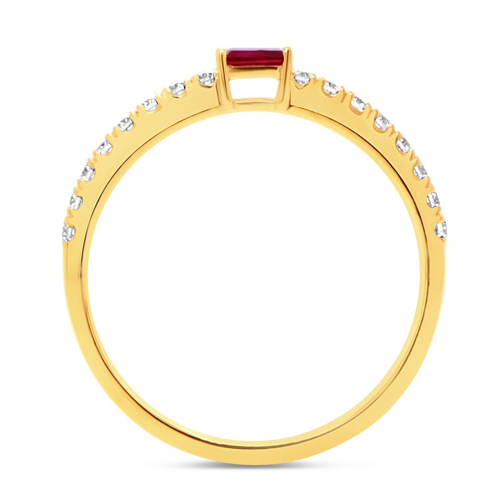 WOS 18K Yellow Gold Ruby & Diamond Half Eternity Ring