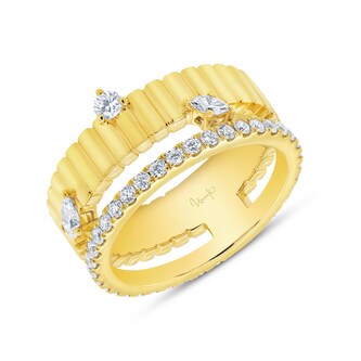  18K Yellow Gold 0.71cttw Mixed Cut Diamond Ring - Ring Size 6.5