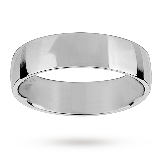 Mappin & Webb 6mm Light Low Domed Gents Wedding Ring In Palladium