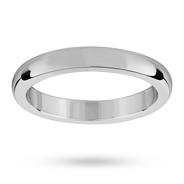 Mappin & Webb 3mm Flat Sided D Shape Ladies Wedding Ring In Palladium