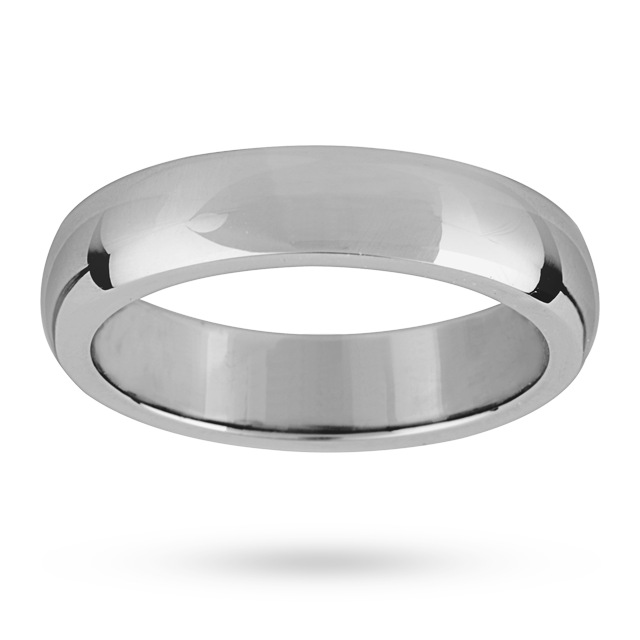 5mm Flat Sided D Shape Gents Wedding Ring In Palladium - Ring Size R