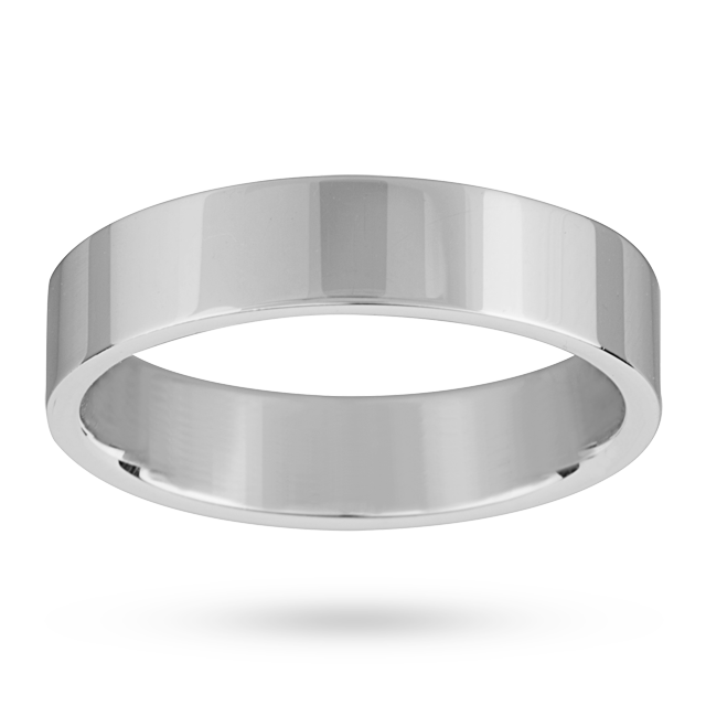 5mm Flat Top Medium Weight Gents Court Ring In Palladium - Ring Size T