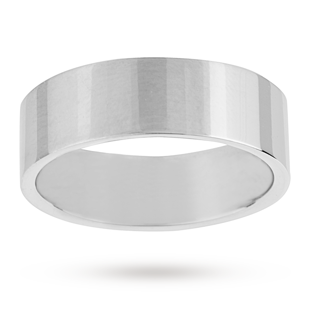 7mm Flat Top Medium Weight Gents Court Ring In Palladium - Ring Size V