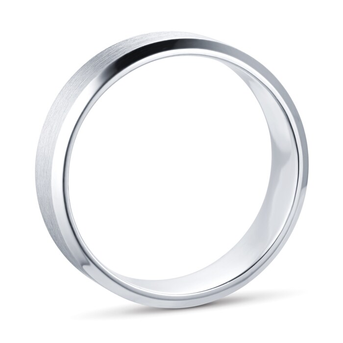 Goldsmiths 6mm Brushed Finish Gents Ring In Palladium 950 - Ring Size P