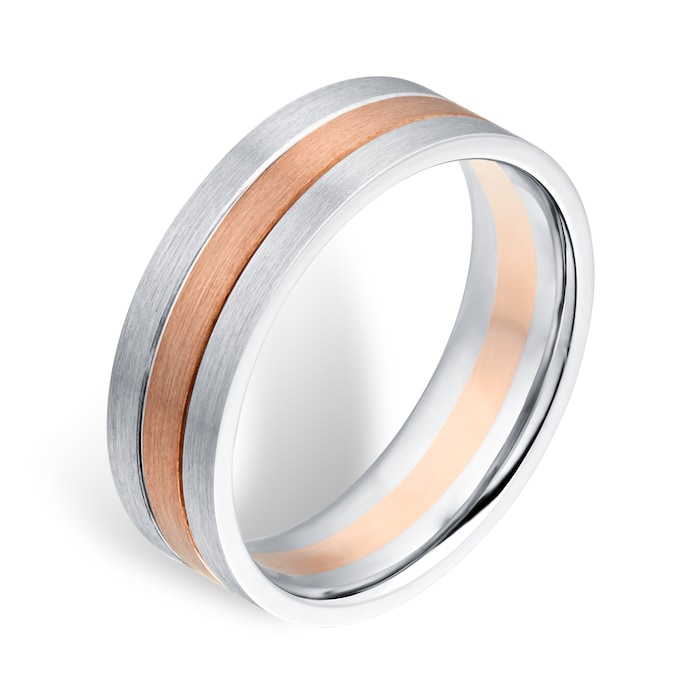 Goldsmiths Palladium & Rose Gold Two Tone Wedding Ring