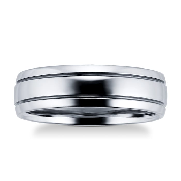 Goldsmiths Palladium 500 6mm Fancy Gents Ring - Ring Size Q