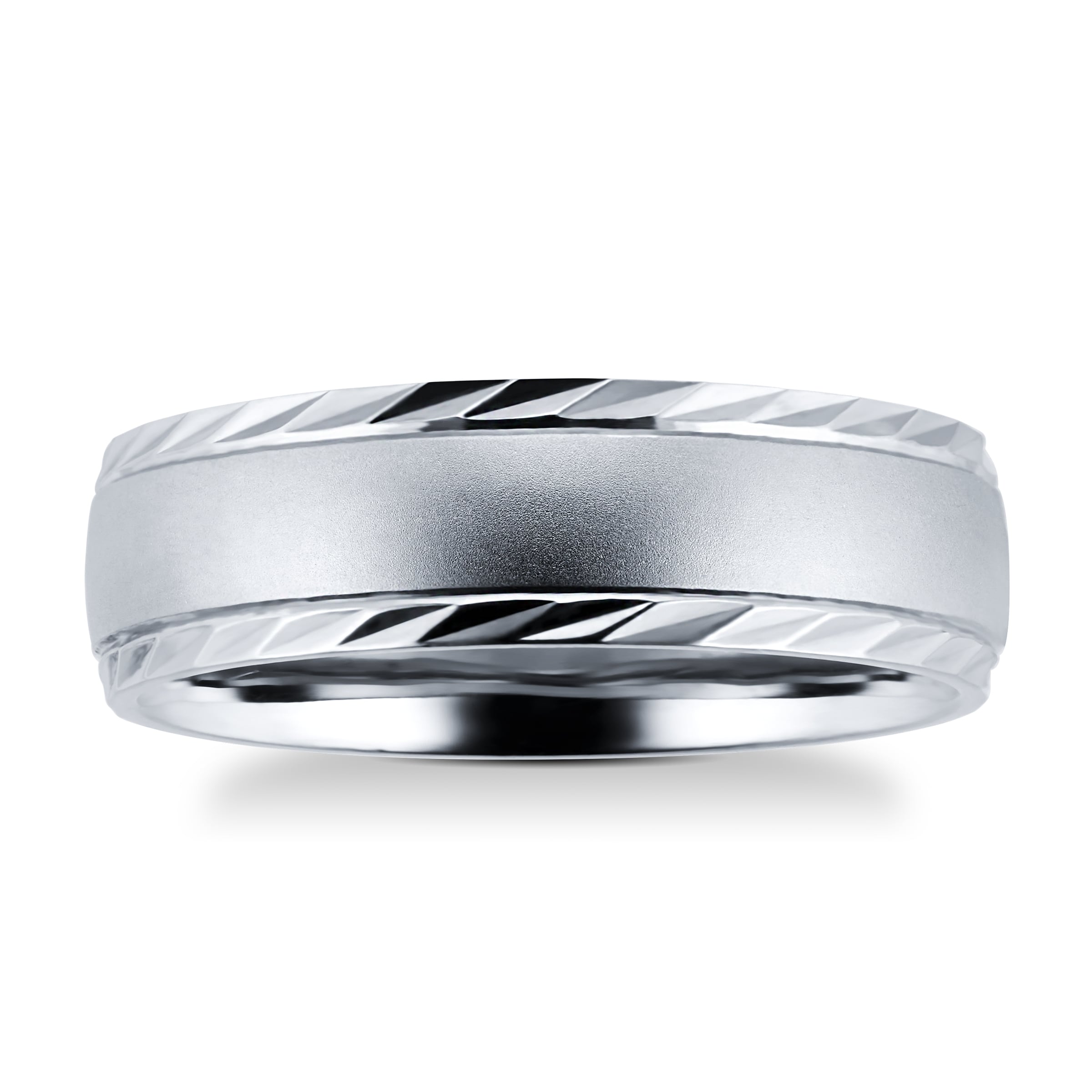 Palladium 500 6mm Fancy Gents Ring - Ring Size Q