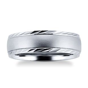 Goldsmiths Palladium 500 6mm Fancy Gents Ring